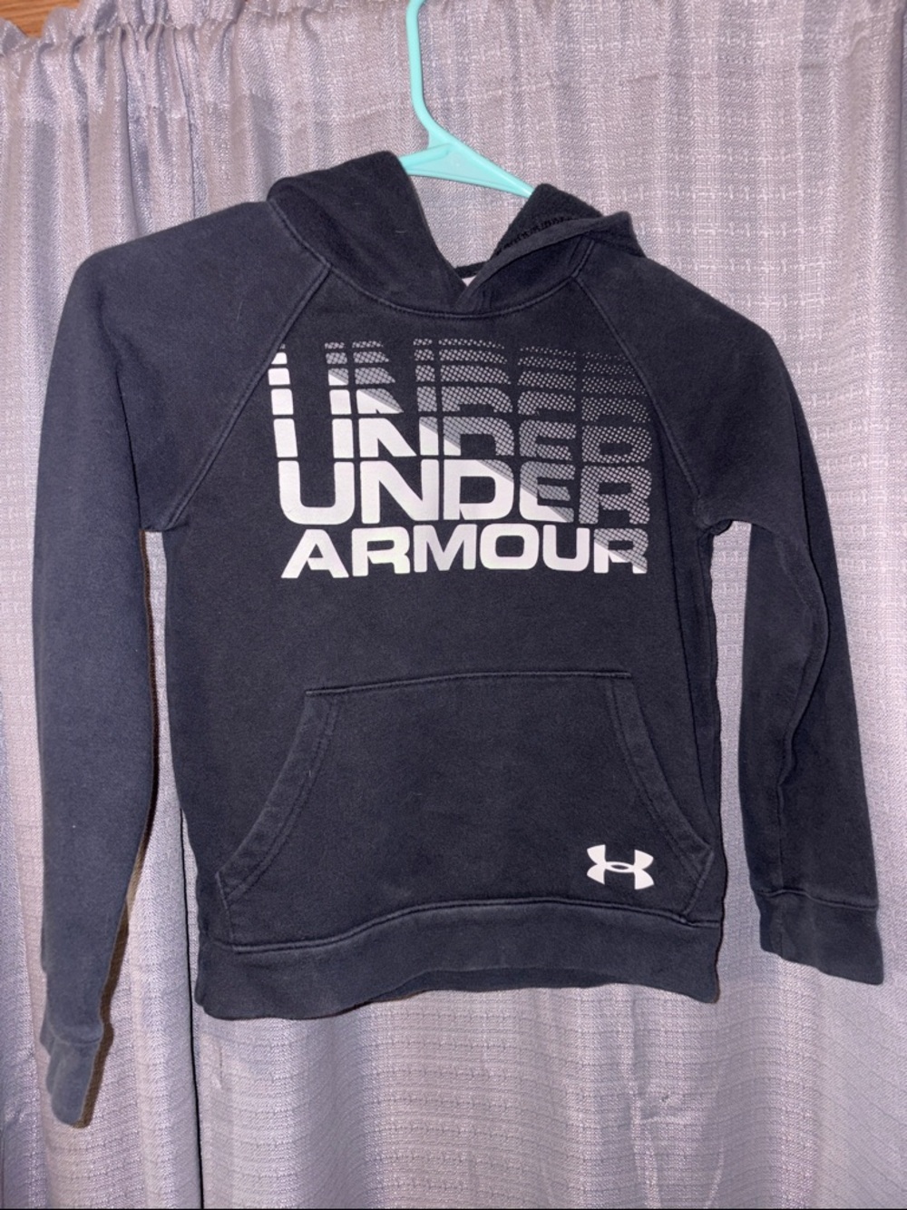 Under Armour Black Pullover Hoodie with White & Silver Logo